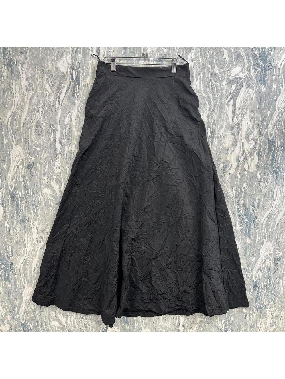 GERSHON BRAM Minimalist Black A-Line Designer Maxiskirt (S)